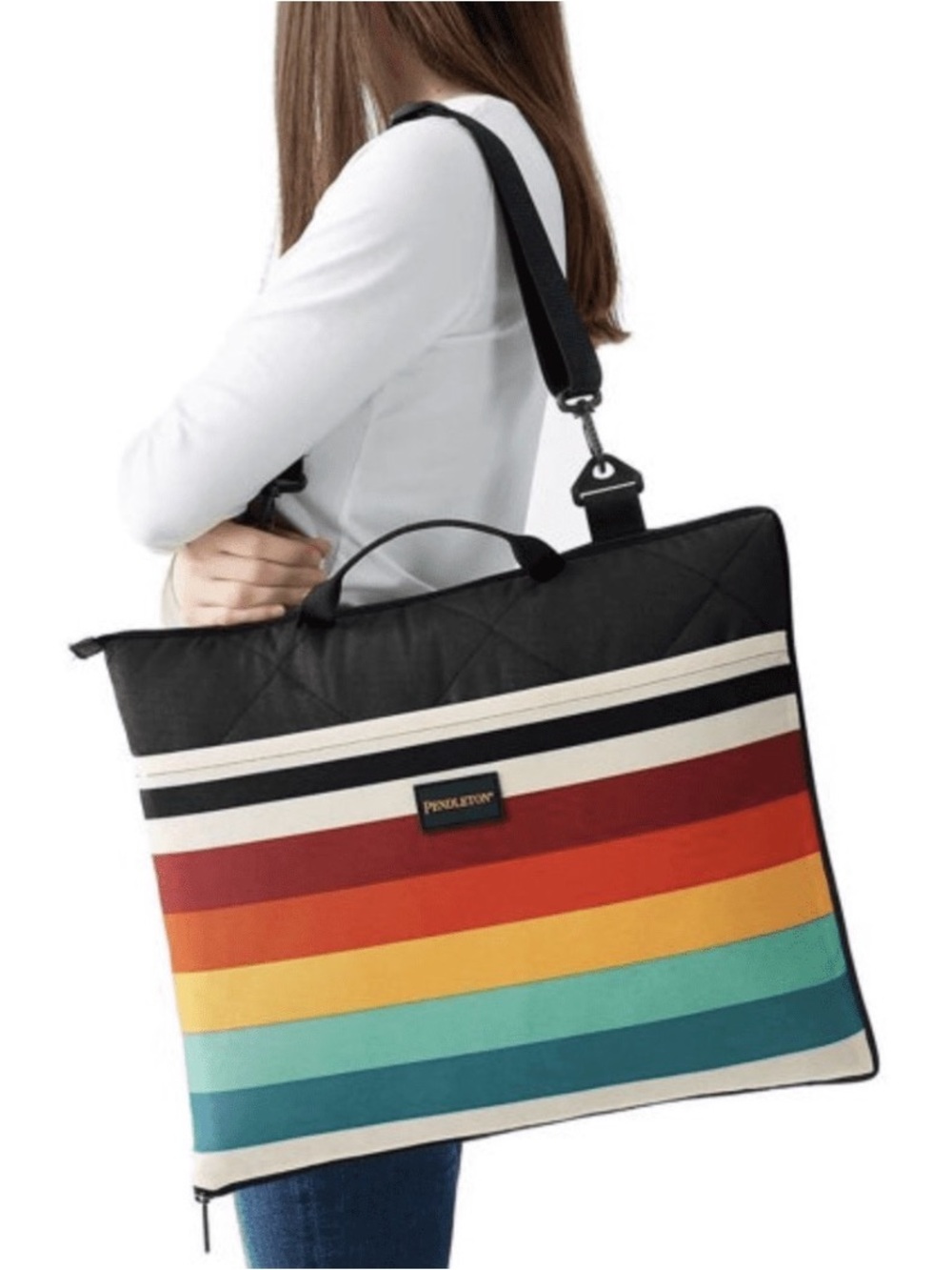 Pendleton Packable Picnic Beach Blanket Tote Shoulder Bag Southwest Stripe